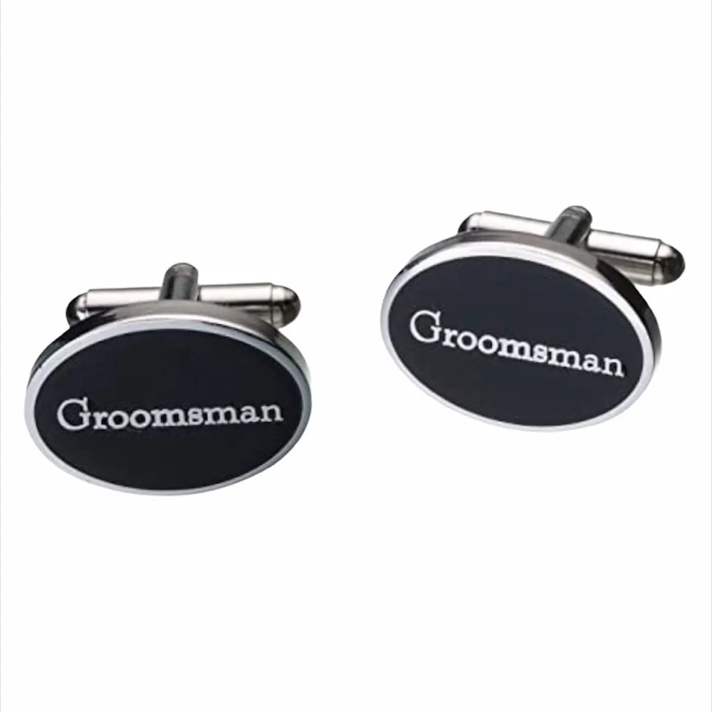 Lillian Rose, Inc. Groomsman Cuff Links Black Silver tone
